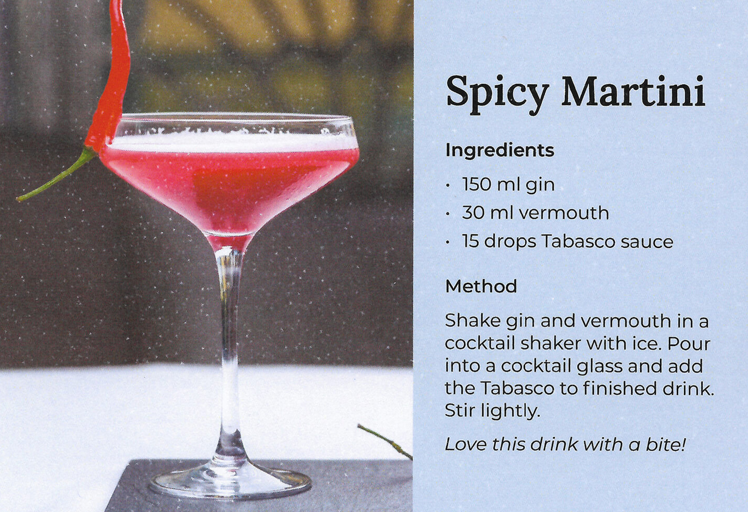 Blue Mountains Gin Company Spicy Martini Recipe