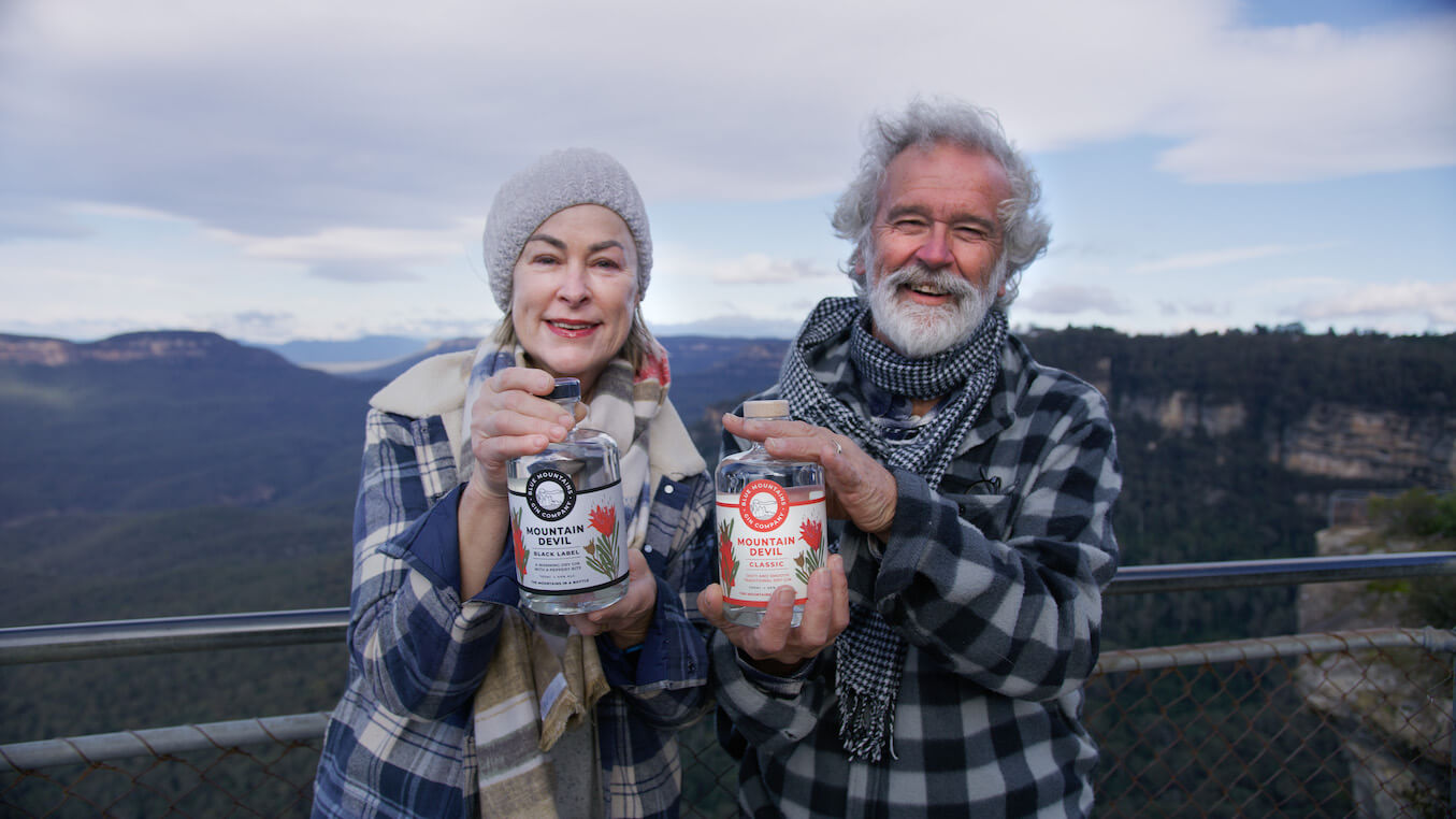 Jann and Harry Dillon, owners of the Blue Mountains Gin Company
