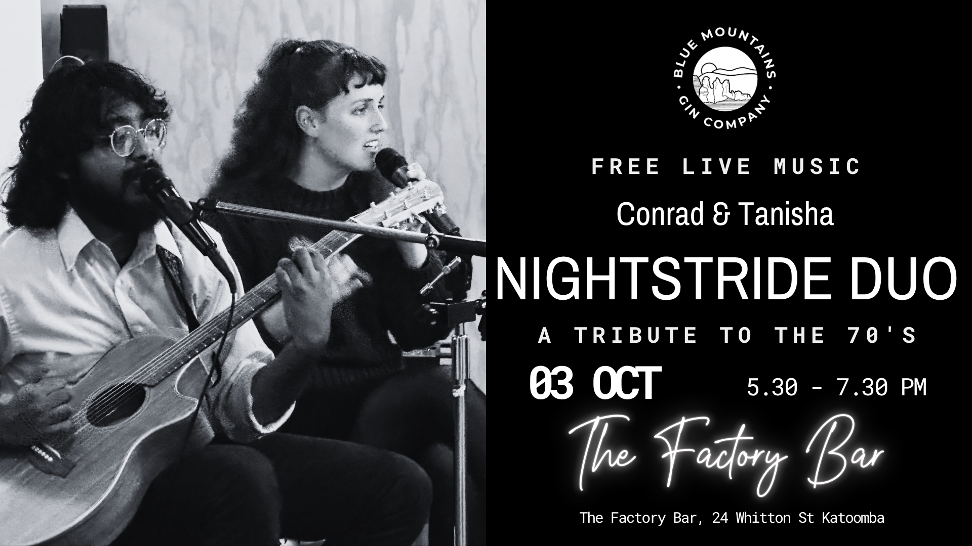Nightstride Duo perform live at The Factory Bar in Katoomba October 2025