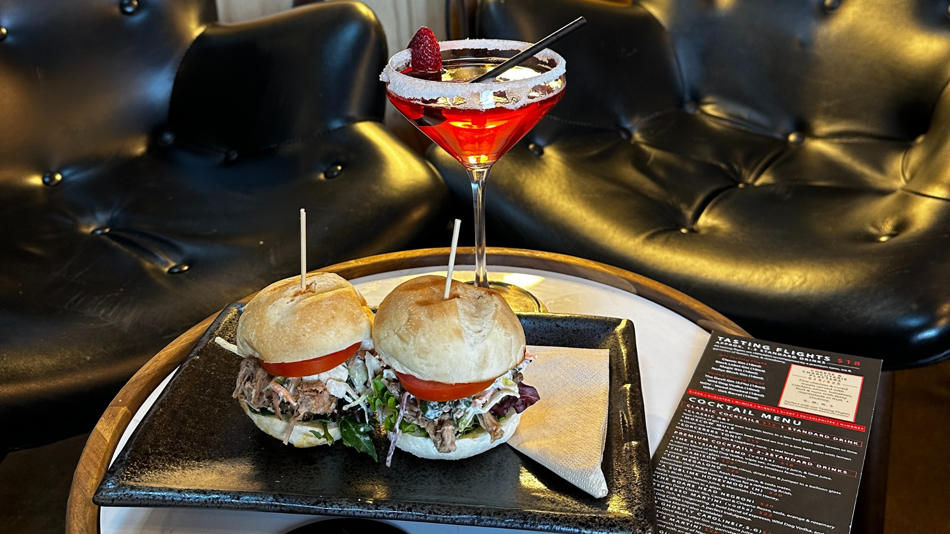 Bar food menu at The Factory Bar in Katoomba