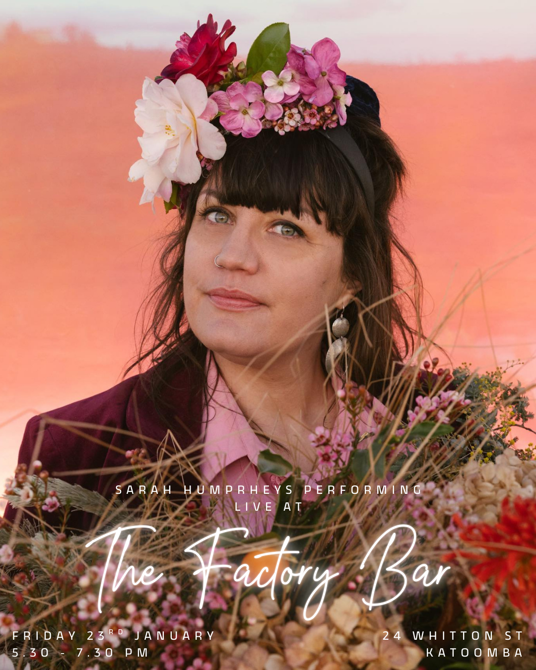 Sarah Humphreys performing at The Factory Bar in Katoomba