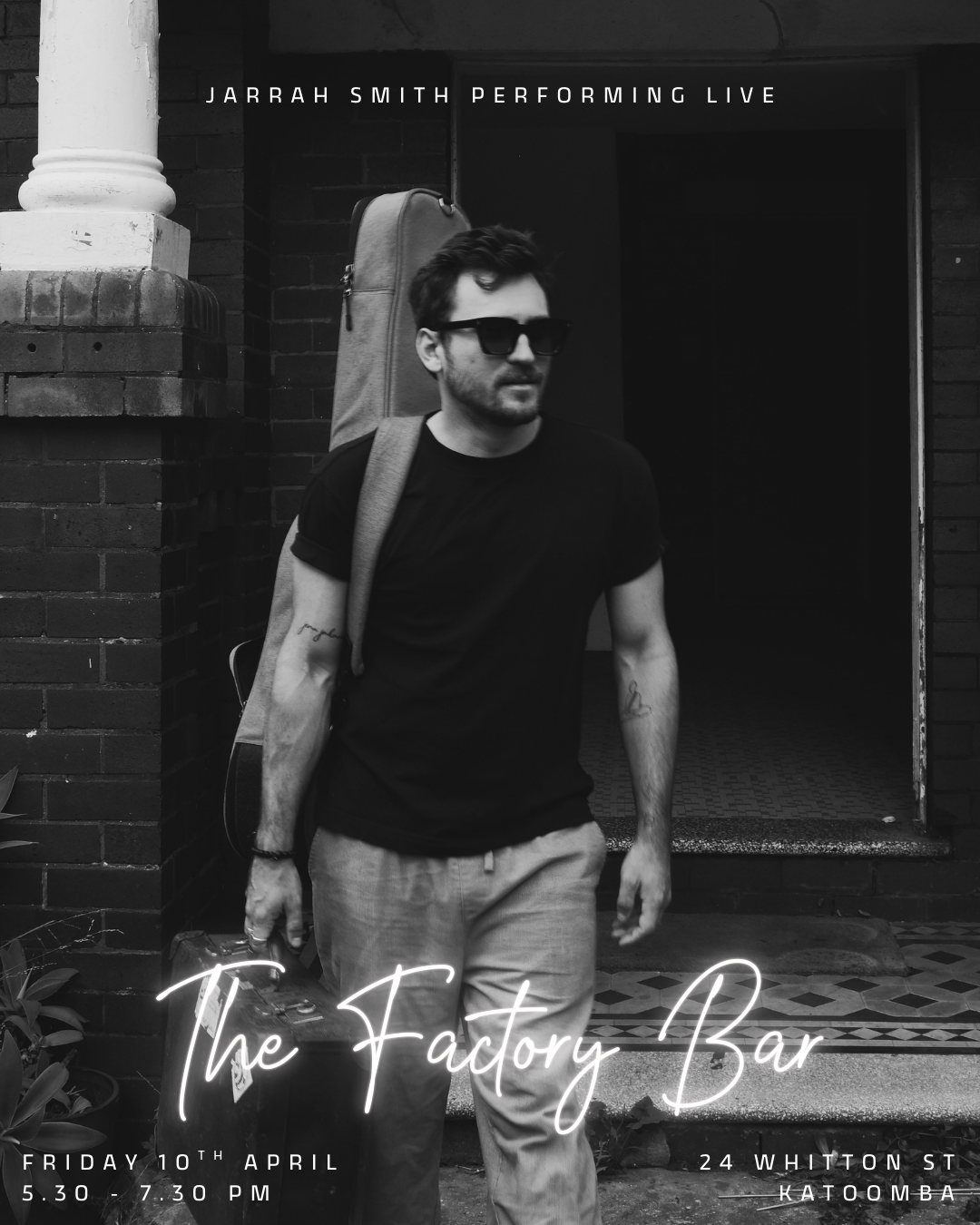 Jarrah Smith performing live at The Factory Bar