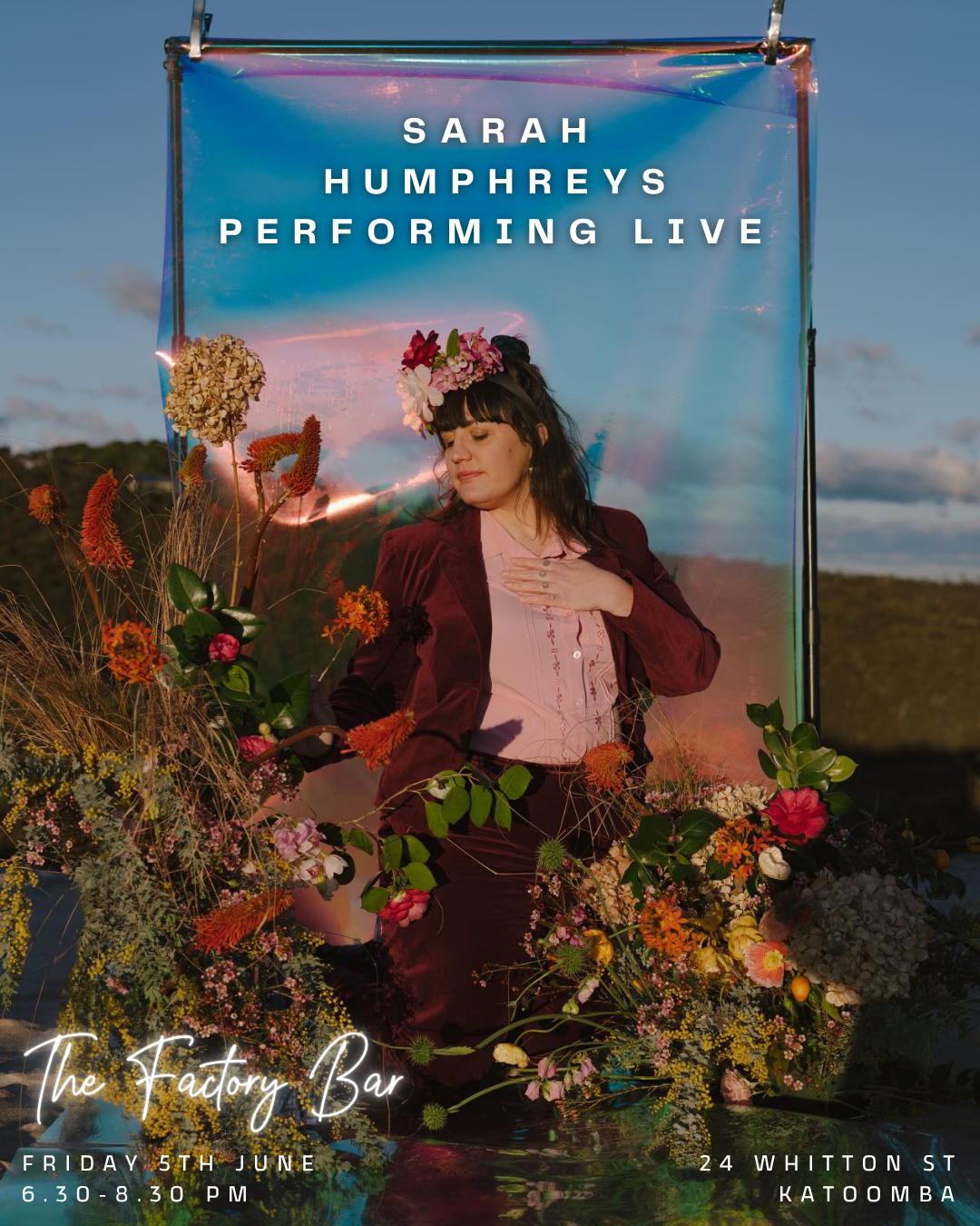 Sarah Humphreys performing live at The Factory Bar June 2026