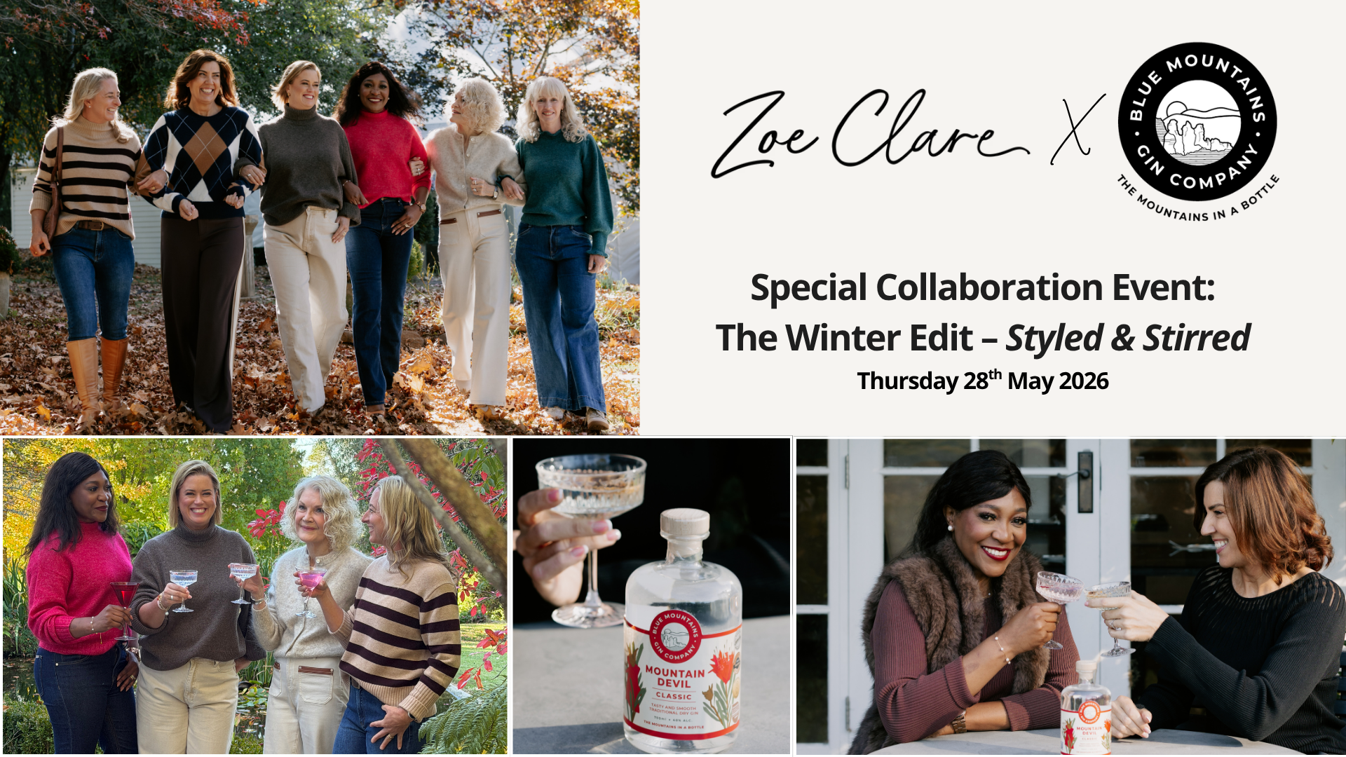 Zoe Clare and Blue Mountains Gin company collaboration